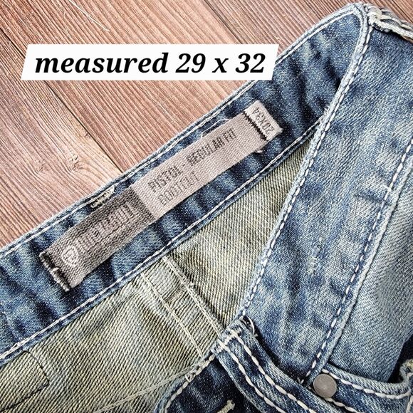 Rock & Roll Men's 29 x 32 Jeans Cowboy Distressed Pistol Regular Fit Boot Cut - Picture 11 of 13